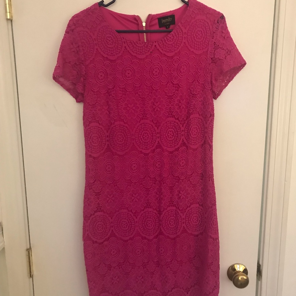 Pink lace cocktail dress